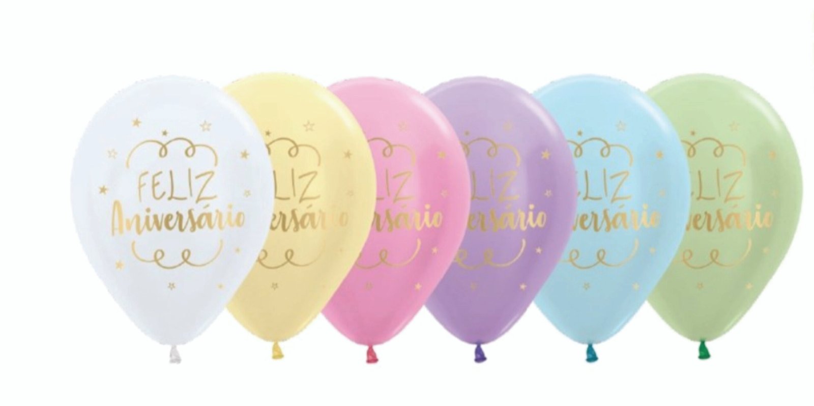 Balão Látex Impressão 360 Satin Feliz Aniversário Brilho Prata 12