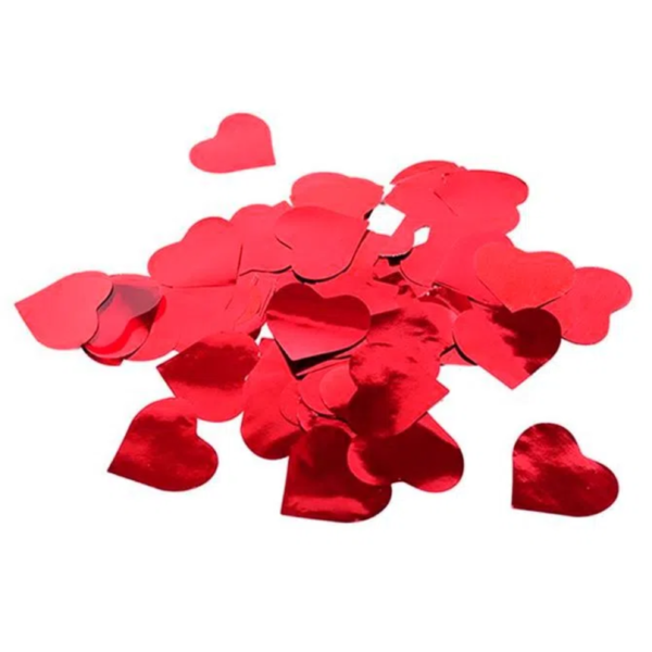 Confete Coração Metalizado 25g - Vermelho Dupla Face