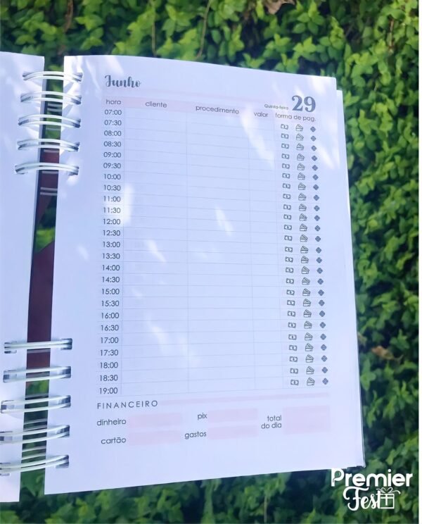Agenda Atendimento - folhas nude - Imagem 4