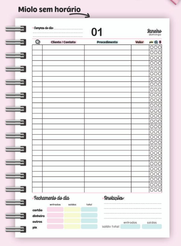 Agenda Atendimento - folhas clean sem horário - Imagem 5