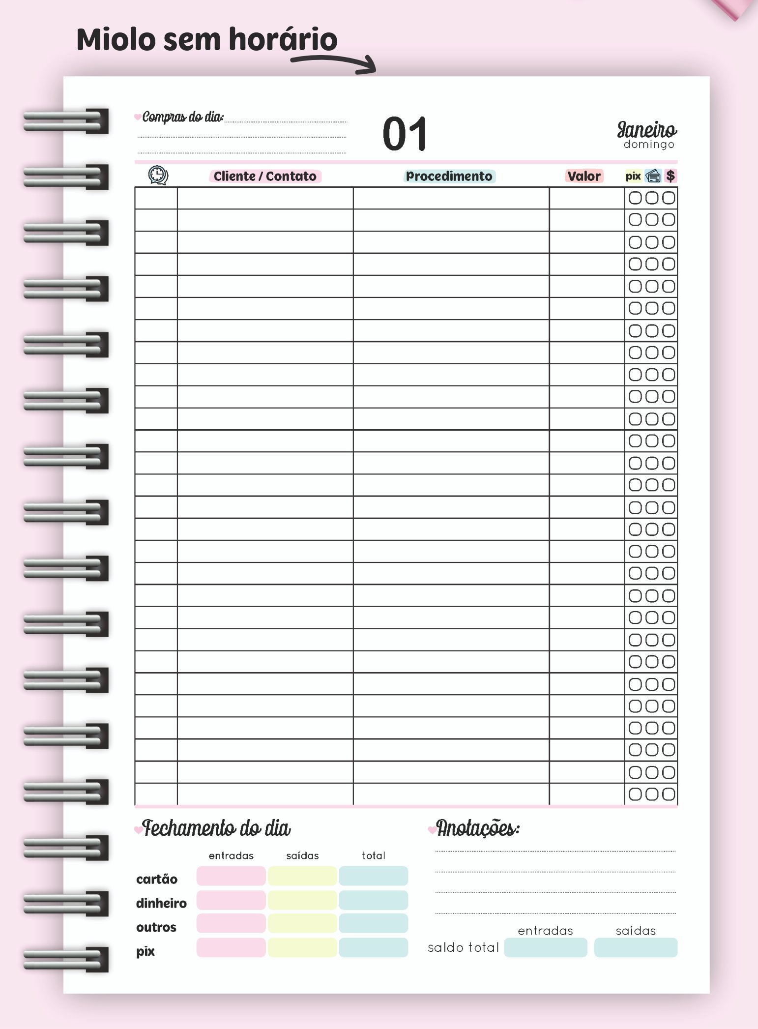 Agenda Atendimento - folhas clean sem horário - Image 5