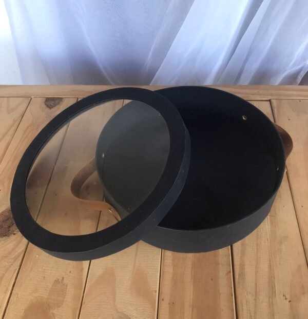 Bandeja Cartonada Redonda com Visor e alça de couro sintético M - Imagem 6